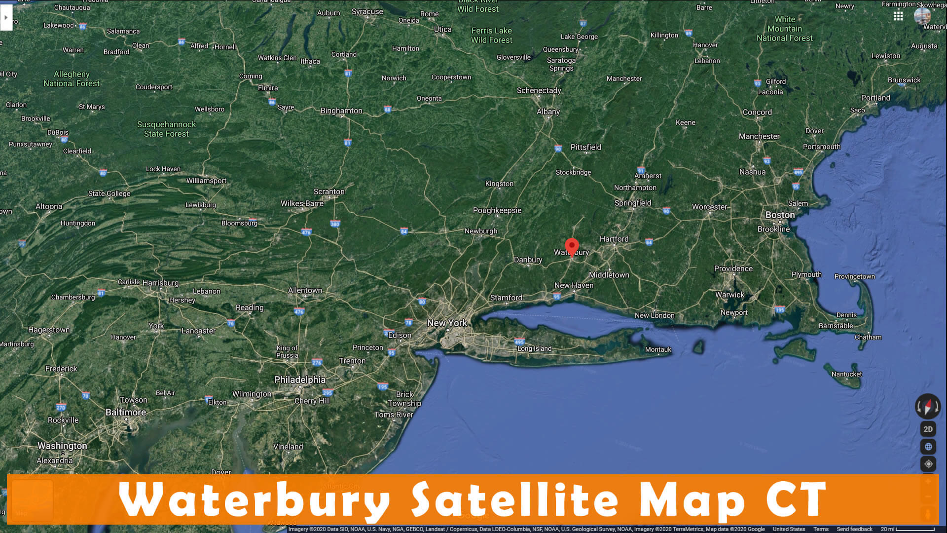 Waterbury Satellite Map CT
